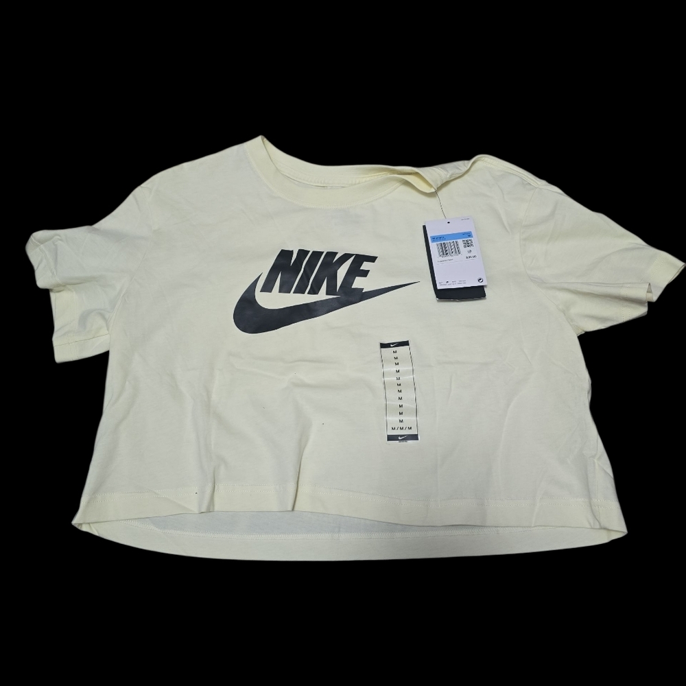Nike Off-White Cropped Tee with Black Logo